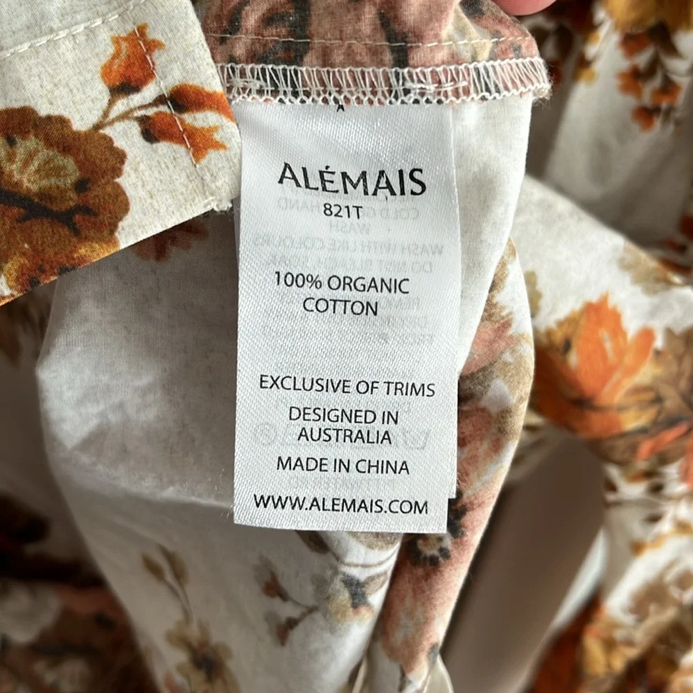 ALÉMAIS The Alemais Derby Dloral Puff Sleeve Long Sleeve Button Blouse